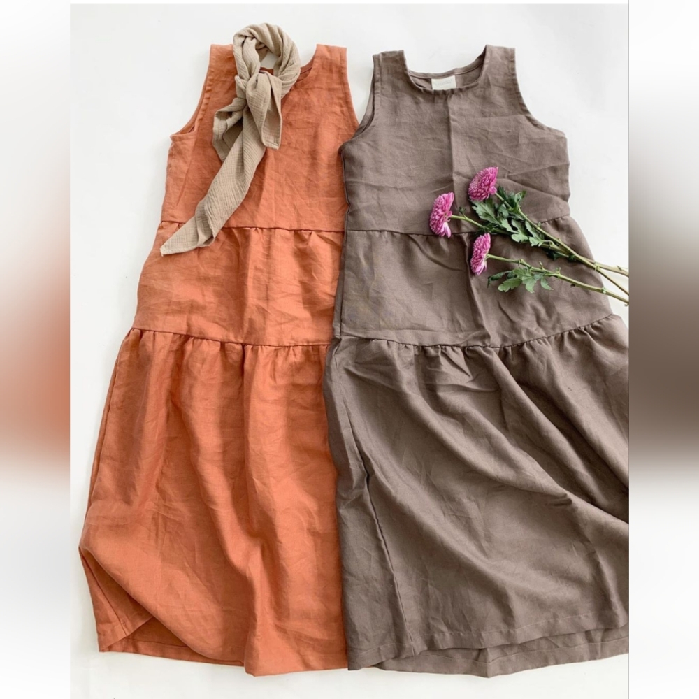 Conscious Clothing Brunch Dress in Mushroom Linen
